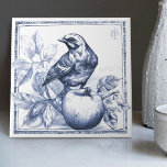 Delft Sparow Apple Art Nouveau Watercolor Decor Ceramic Tile<br><div class="desc">Watercolor Sparrow by Messrs. Thomas Latham Boote and Richard Boote 1870, who commenced at the Central Pottery, Burslem, their original manufacture being Parian sculptures, vases, and later tiles. Signed "MB." The manufacture of tiles, which had then been revived by Messrs. Minton, Hollins & Co., of Stoke-on-Trent, attracted the attention of...</div>