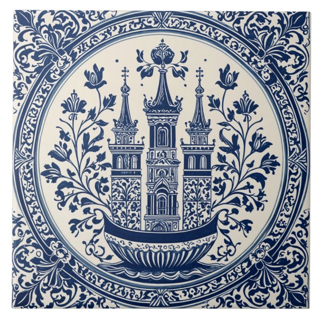 Delft Style 1 Ceramic Tile (Front)