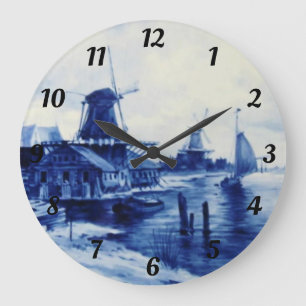 Delft Style Acrylic Wall Clock