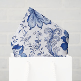 Delft Style Blue White Blossoms Whimsical Fantasy Tissue Paper