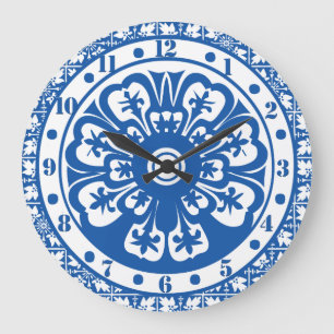 Delft Style Clock Delft Colours Blue and White