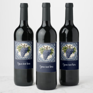 Delft-style grape bunch wine label