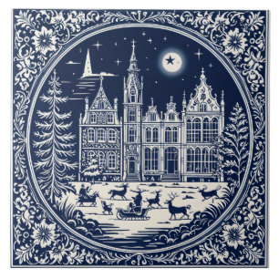 Delft style winter/Christmas 3 Ceramic Tile