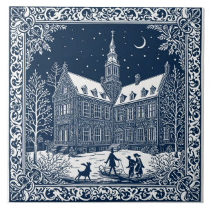 Delft style winter/Christmas 4 Ceramic Tile