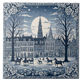Delft style winter/Christmas 6 Ceramic Tile