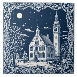 Delft style winter/Christmas 7 Ceramic Tile