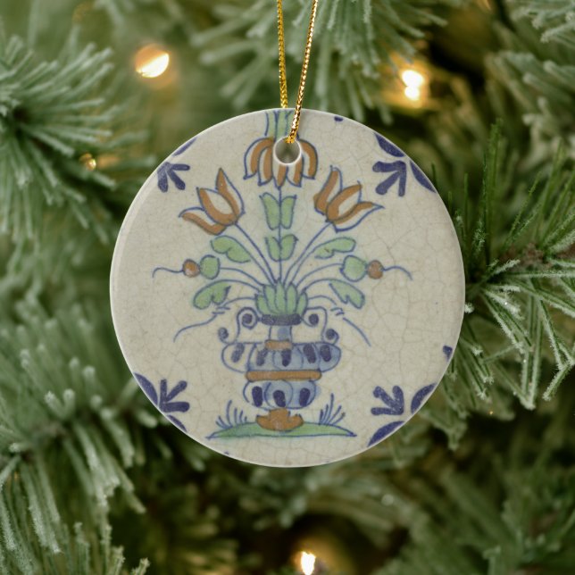 Delft Tile Antique Ceramic Flower Pot  Ceramic Ornament (Tree)