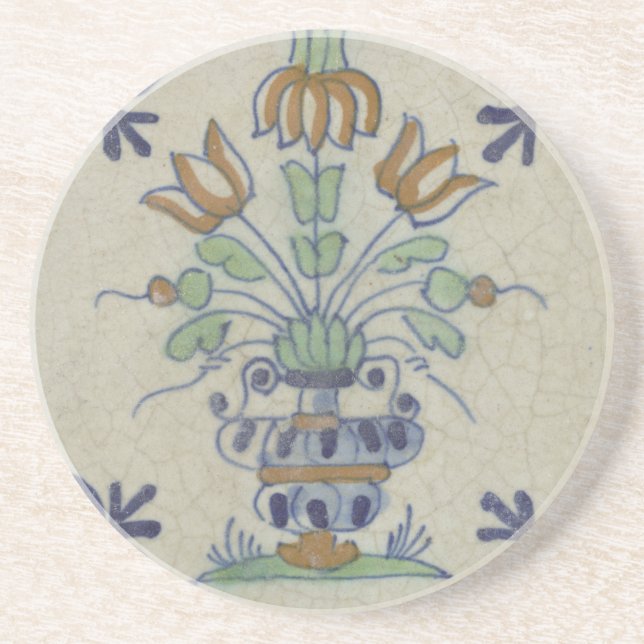 Delft Tile Antique Ceramic Flower Pot  Coaster (Front)