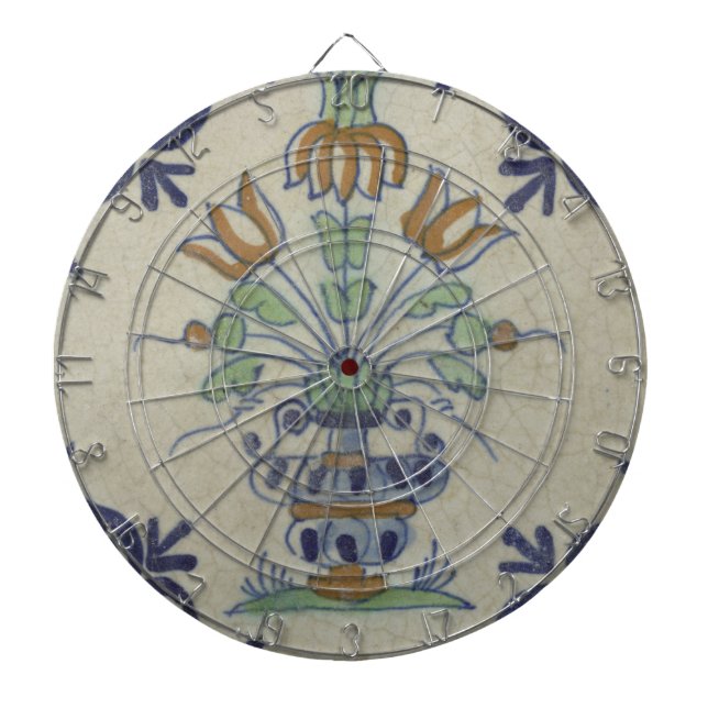 Delft Tile Antique Ceramic Flower Pot  Dartboard (Front)