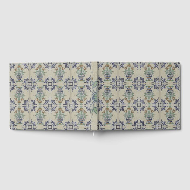 Delft Tile Antique Ceramic Flower Pot  Guest Book (Full)