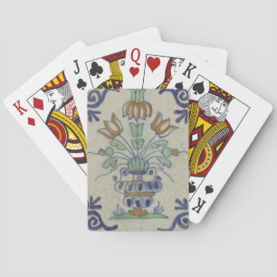 Delft Tile Antique Ceramic Flower Pot Playing Cards