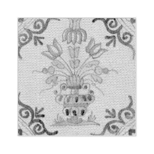 Delft Tile Antique Ceramic Flower Pot Rubber Stamp