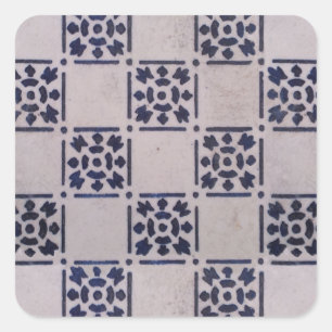 Delft Tile Blue Antique Art Pattern Square Sticker