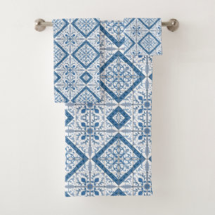 Delft Tile Pattern  Bath Towel Set