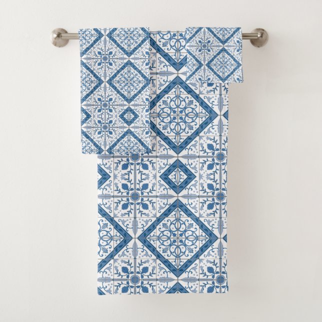Delft Tile Pattern  Bath Towel Set (Insitu)