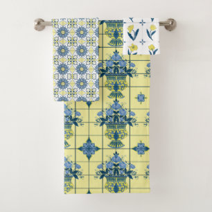 Delft Tile Pattern  Bath Towel Set