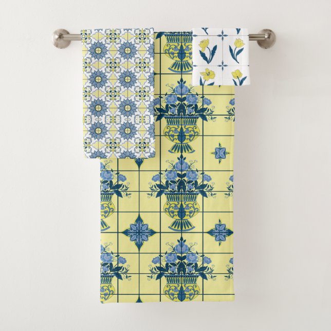 Delft Tile Pattern  Bath Towel Set (Insitu)