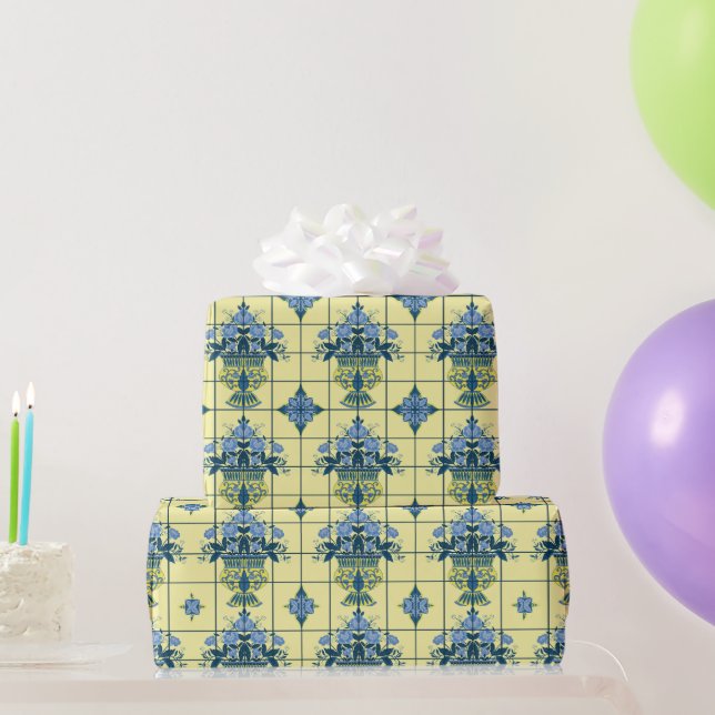 Delft Tile Pattern  Wrapping Paper (Party Gifts)
