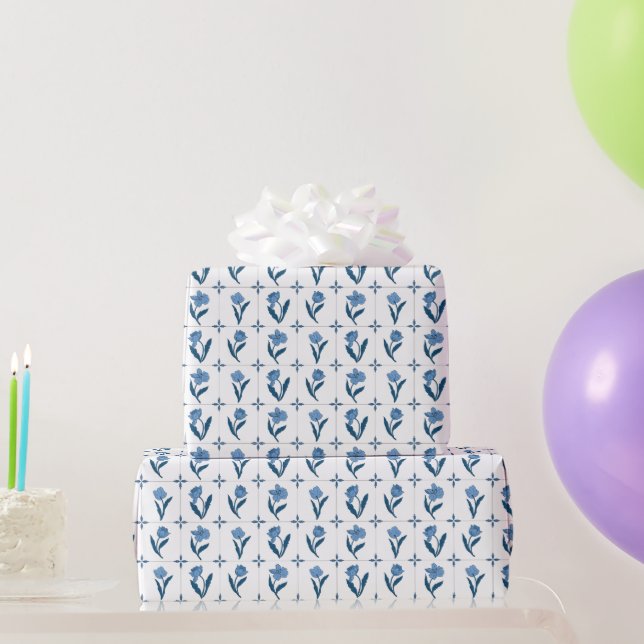 Delft Tile Pattern  Wrapping Paper (Party Gifts)