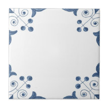 Delft Tile with Scroll Corners