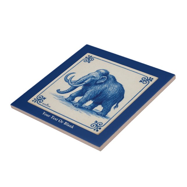 Delft Woolly Mammoth Ceramic Tile (Side)