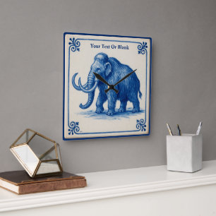 Delft Woolly Mammoth Square Wall Clock