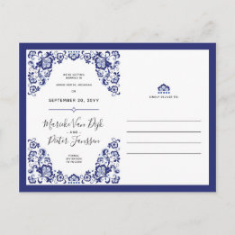 Delfts Blauw | Delft Blue Save The Date Photo Announcement Postcard