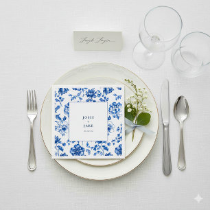 Delftware blue and white wedding napkin