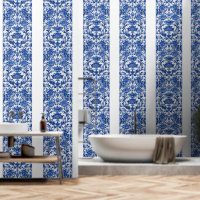 delftware blue graphic in solid colour
