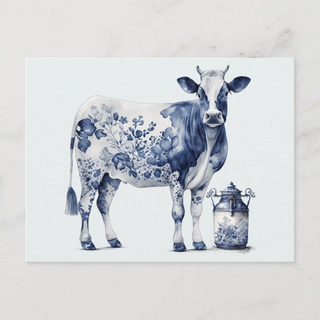 Delftware Cow and Milk Jar Postcard (Front)