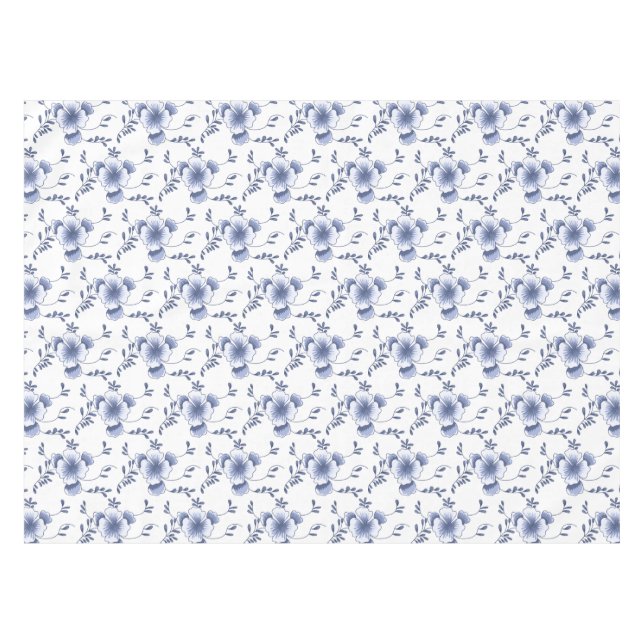 Delftware Style Pansy Tablecloth (Front (Horizontal))