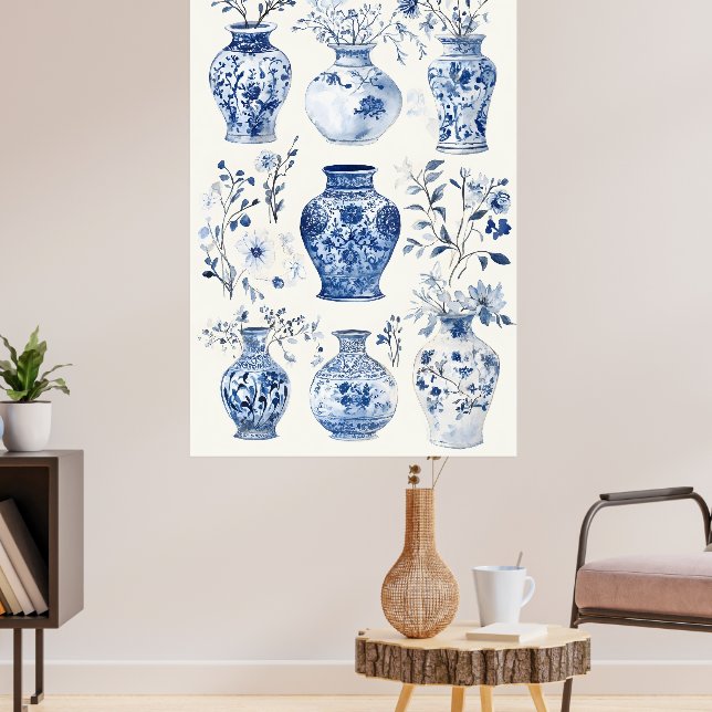 Delftware vases, chraacterised by their classic  poster (Living Room 3)