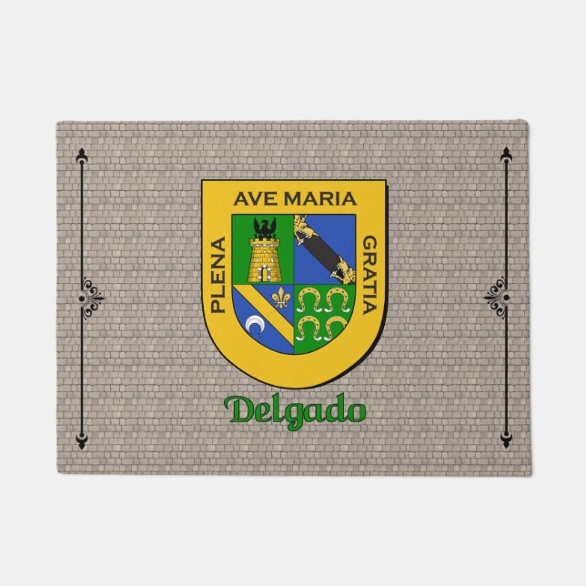 Delgado Historical Shield on Cobblestone Doormat (Front)