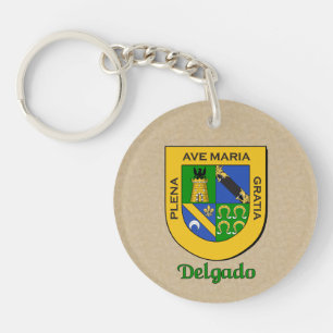 Delgado Historical Shield with Flag of Mexico Key Ring