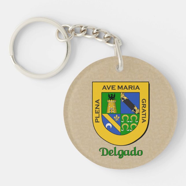 Delgado Historical Shield with Flag of Mexico Key Ring (Front)