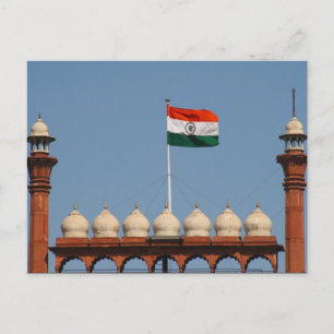 delhi fort flag postcard