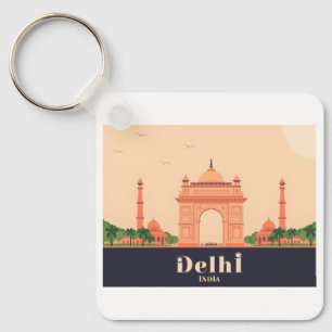 Delhi India Pastel Travel Design Key Ring