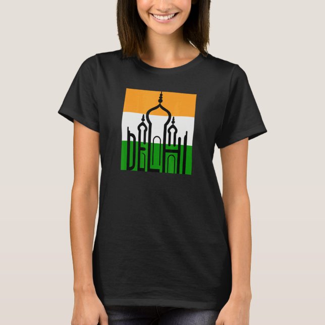 Delhi India Silhouette Taj Mahal Souvenir India Fl T-Shirt (Front)