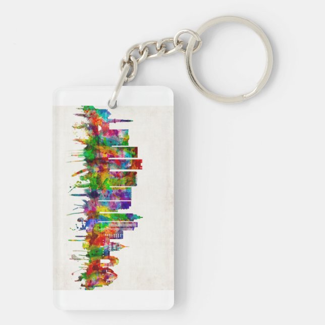 Delhi India Skyline Key Ring (Back)