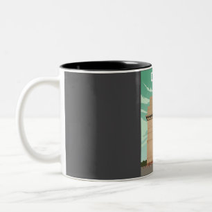 Delhi India Vintage Retro Minimal Travel Poster Two-Tone Coffee Mug