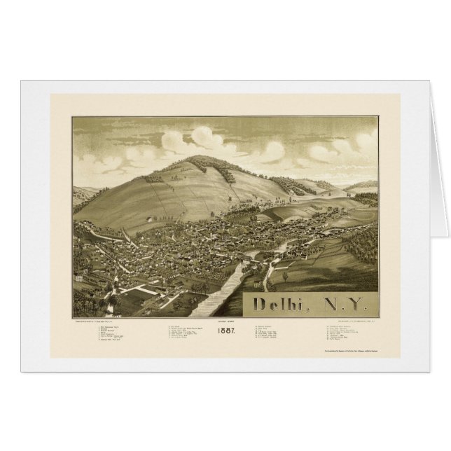 Delhi, NY Panoramic Map - 1887 (Front Horizontal)