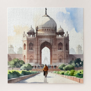 Delhi watercolor art jigsaw puzzle