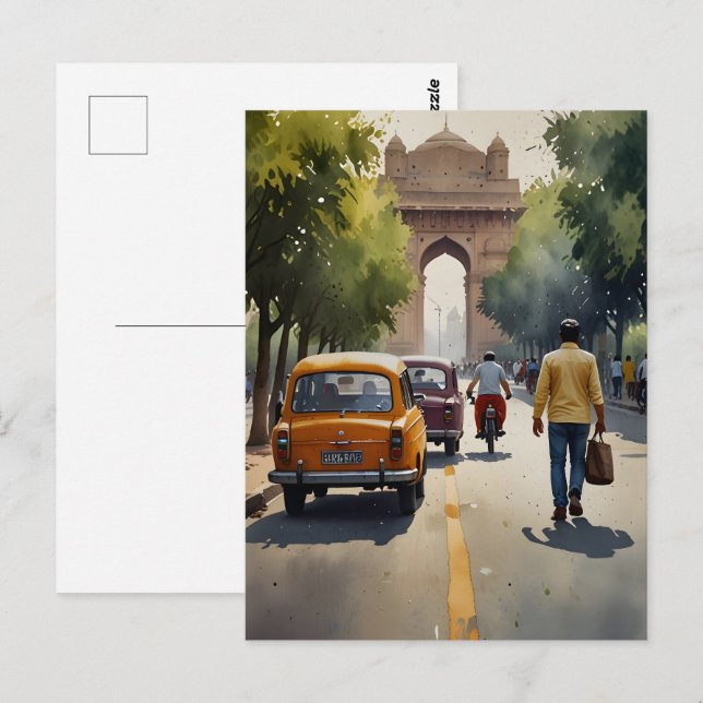 Delhi watercolor art postcard (Front/Back)