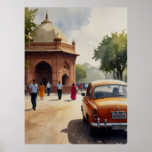 Delhi watercolor art poster