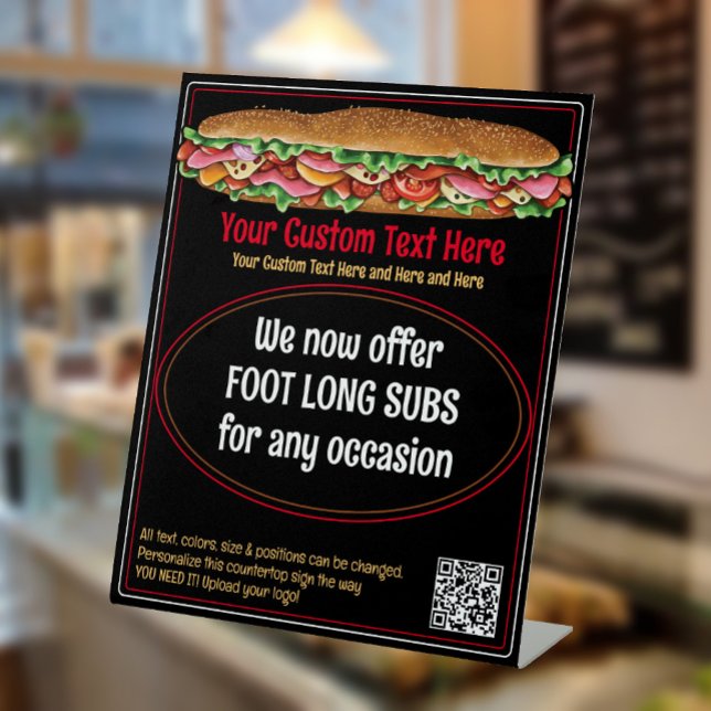 Deli Sandwich Sub Countertop Special Pedestal Sign (Creator Uploaded)