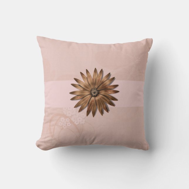 Delicate Abstract Flower on Pale Pink Throw Pillow (Front)