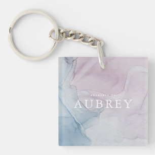 Delicate Abstract Print Property of with Name Key Ring