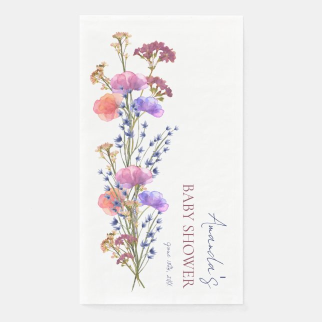Delicate Acrylic Floral Bouquet Baby Shower Napkin (Front)
