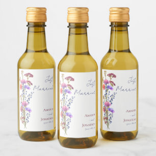 Delicate Acrylic Floral Wedding Mini Wine Label