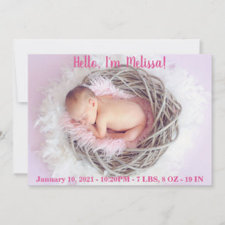 Delicate add name and photos baby girl announcement